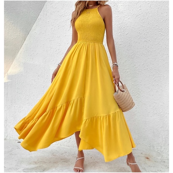 Boho Ruffle Hem Cami Solid Maxi Dress - Picture 8 of 13